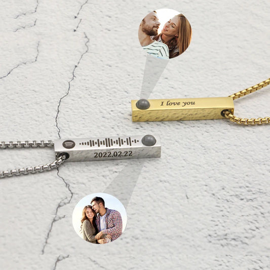 Engraved Projection Photo Necklace for Him | A Sentimental Gift for Dad or Boyfriend