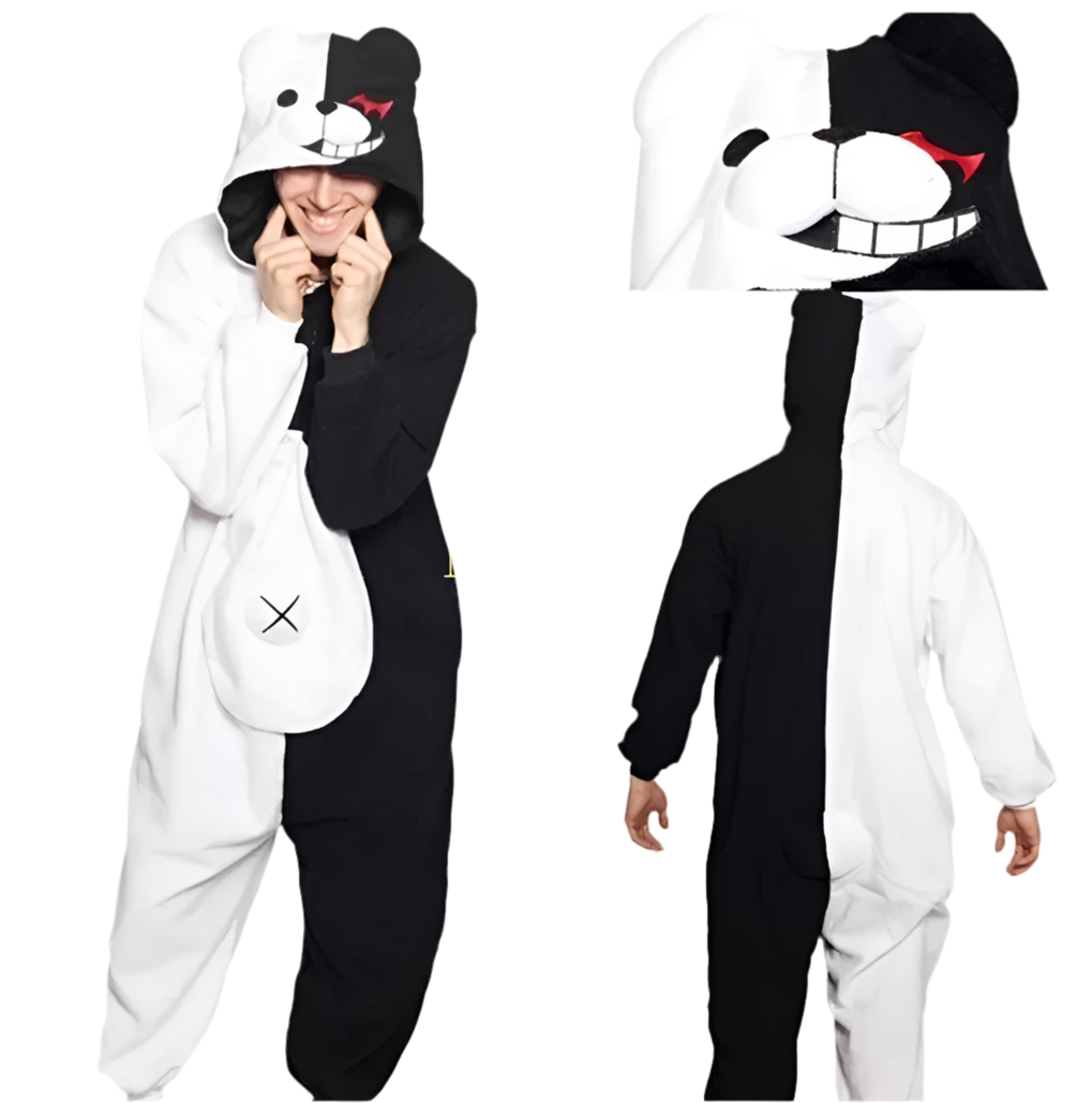 Monokuma Cosplay Pajama - Unisex Adult Onesie for Halloween and Sleepwear