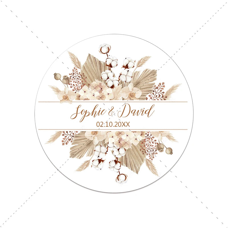 Personalized Pampas Grass Labels - Wedding & Event Decor Stickers