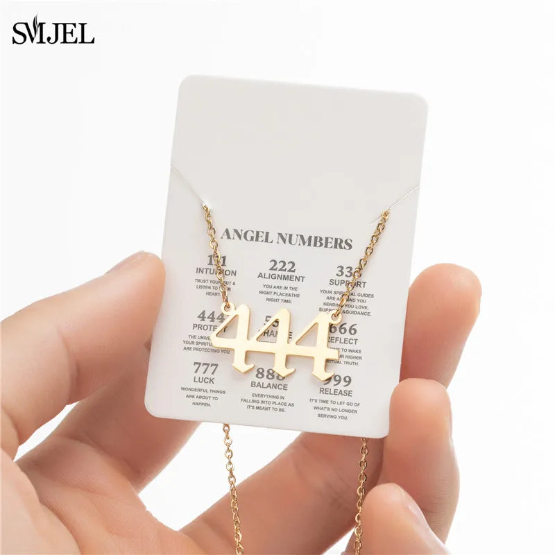 Lucky 777 Angel Number Necklace 111 222 333 444 555 666 888 999 Stainless Steel Number Pendant Necklaces Best Gift Women Men