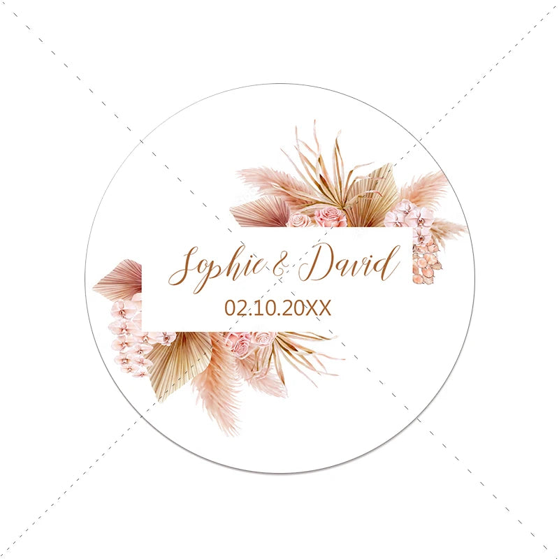 Personalized Pampas Grass Labels - Wedding & Event Decor Stickers