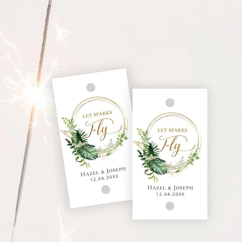 Personalised Wedding Sparkler Tags - 100PCS Glow Stick Labels