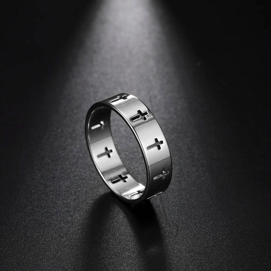 Hollow Cross Stainless Steel Rings | Perfect Engagement and Wedding Jewelry