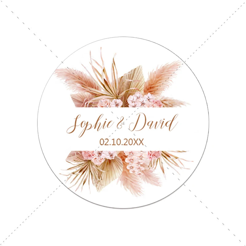 Personalized Pampas Grass Labels - Wedding & Event Decor Stickers