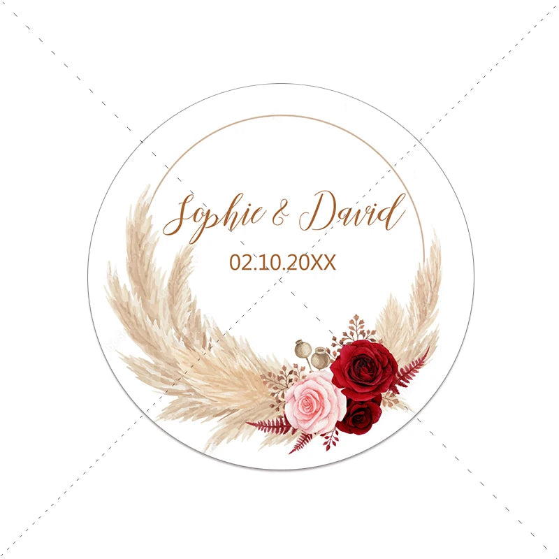 Personalized Pampas Grass Labels - Wedding & Event Decor Stickers