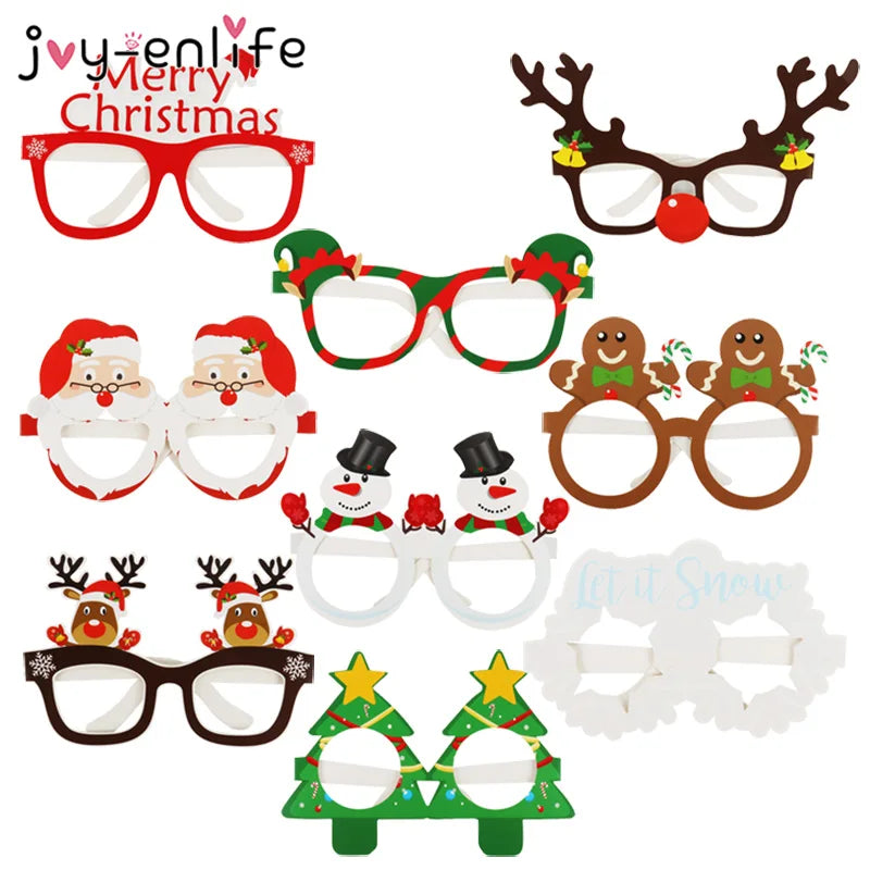 Christmas Party Glasses - Santa, Snowman, and Tree Photo Props