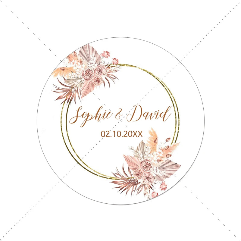 Personalized Pampas Grass Labels - Wedding & Event Decor Stickers