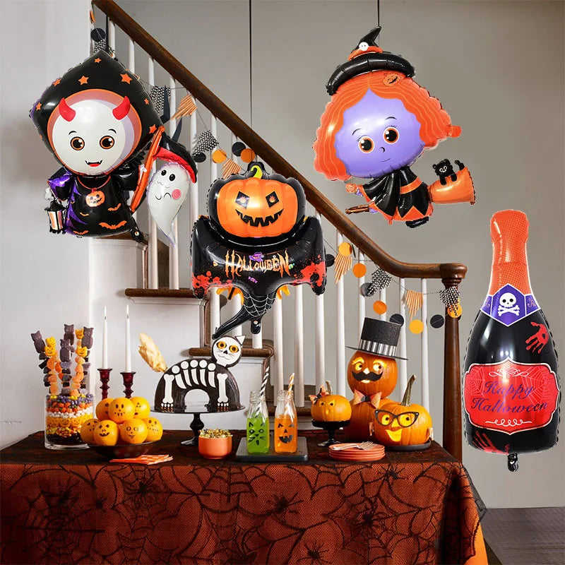 Halloween Foil Balloons - Durable & Reusable Decorations for Parties”