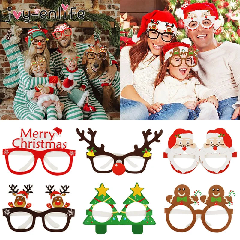 Christmas Party Glasses - Santa, Snowman, and Tree Photo Props