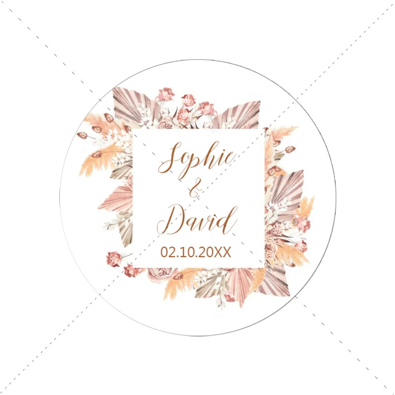 Personalized Pampas Grass Labels - Wedding & Event Decor Stickers