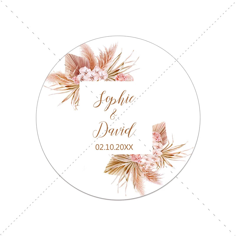 Personalized Pampas Grass Labels - Wedding & Event Decor Stickers