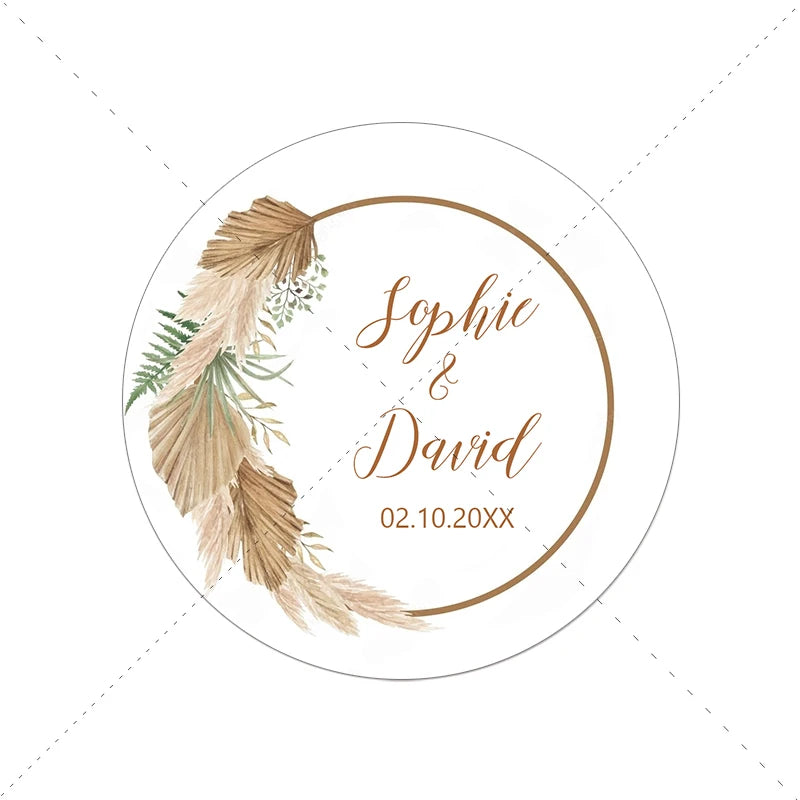 Personalized Pampas Grass Labels - Wedding & Event Decor Stickers