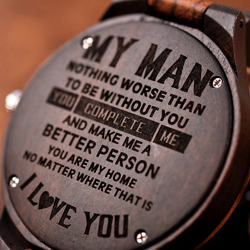 Personalized Wood Engraving Watch for Men – Unique Gift for Boyfriend