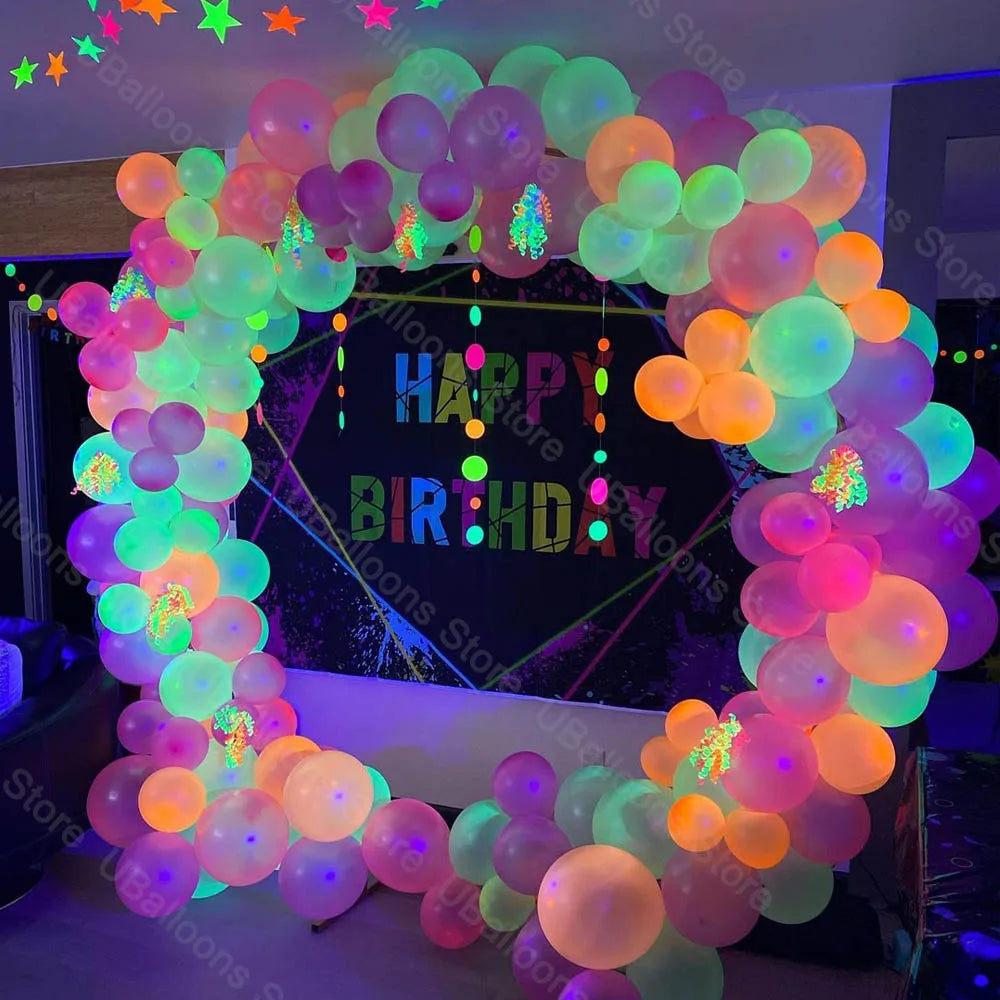 Black Neon Balloon Arch Kit - Perfect for UV Party Decorations