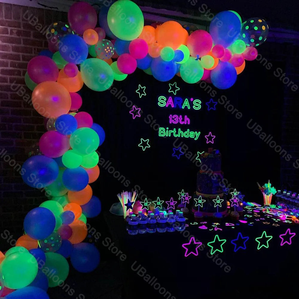 Black Neon Balloon Arch Kit - Perfect for UV Party Decorations