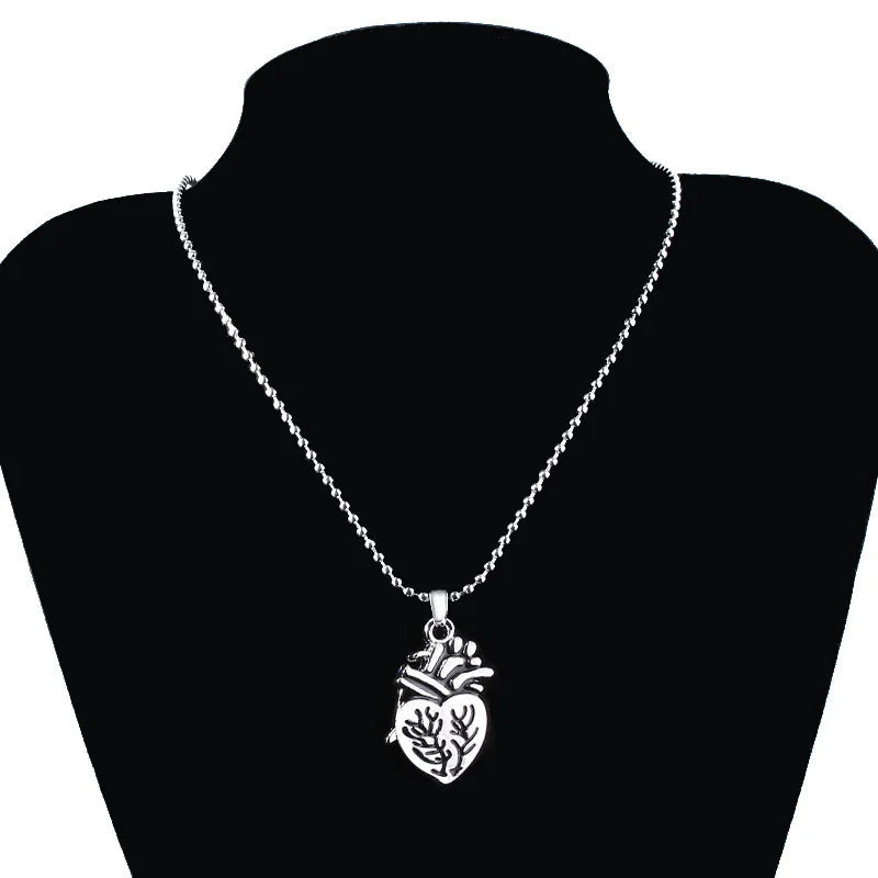 Fashion Jewelry Anatomical Heart Couple Necklaces Stainless Steel Chain Splice Pendant Necklace for Lover Valentine Day Jewelry