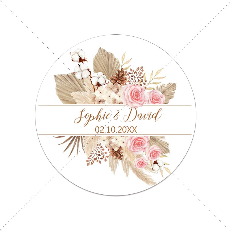 Personalized Pampas Grass Labels - Wedding & Event Decor Stickers