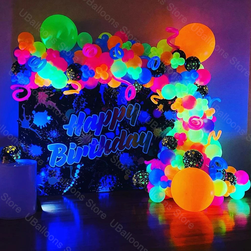 Black Neon Balloon Arch Kit - Perfect for UV Party Decorations