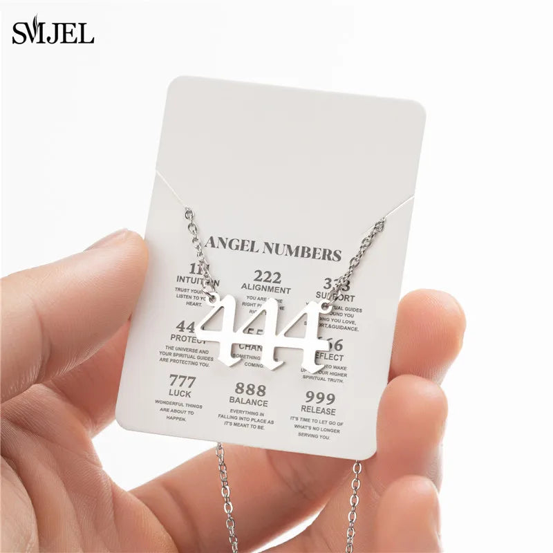 Lucky 777 Angel Number Necklace 111 222 333 444 555 666 888 999 Stainless Steel Number Pendant Necklaces Best Gift Women Men