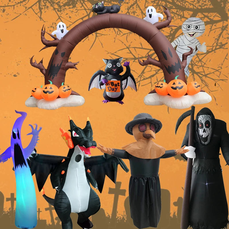 Halloween Blow Up Inflatables | Dead Tree Ghost Pumpkin Owl Grim Reaper for Yard Outdoor Decorations