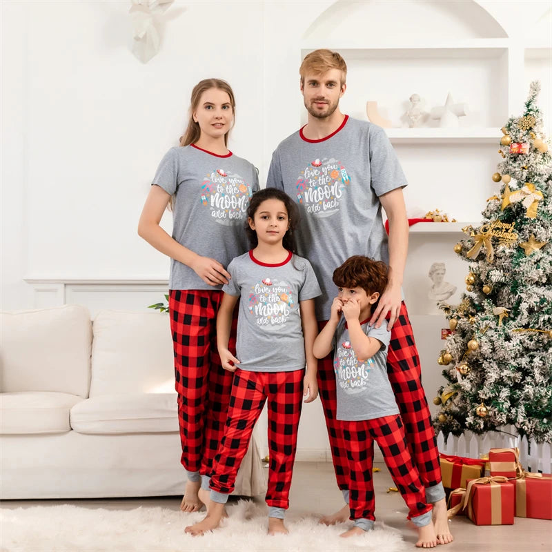 Short Sleeve Plaid Christmas Family Matching Outfits - Pajama Sets for Mother, Daughter, Father, and Son