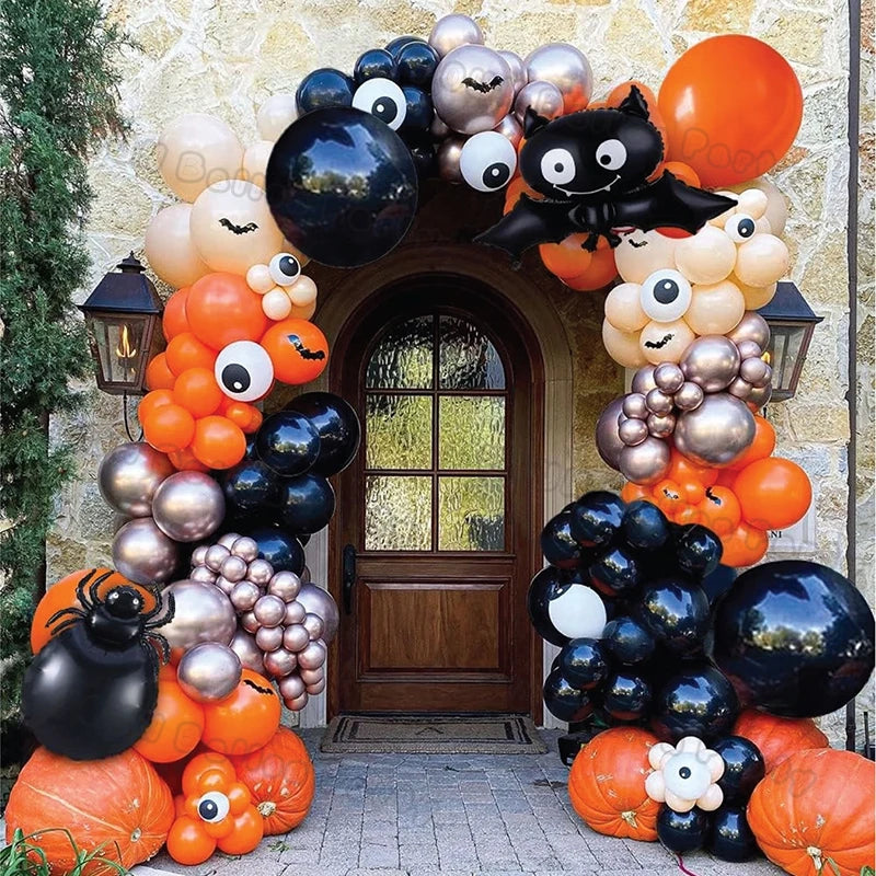 Halloween Balloon Garland Arch - Bat, Spider, Pumpkin Foil Balloons for Party Decorations & Baby Shower Supplies