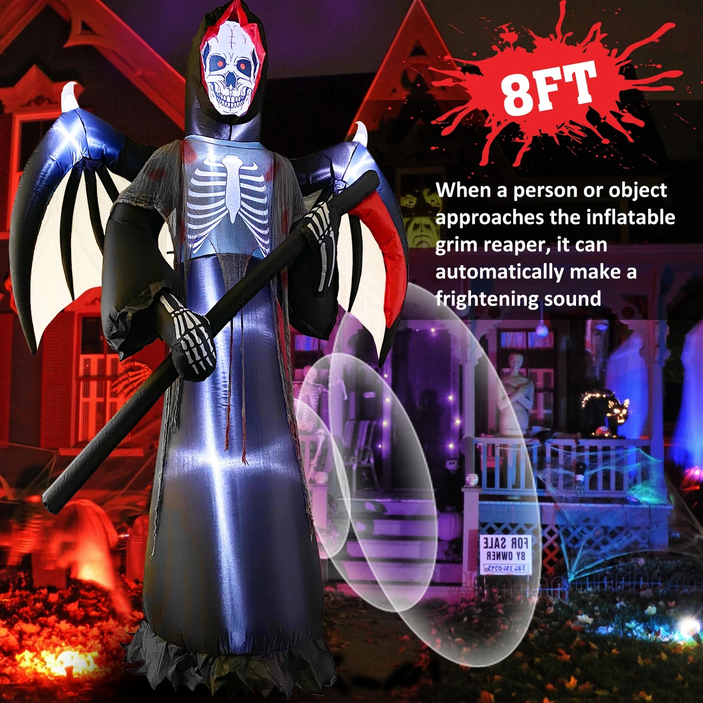 Halloween Inflatable Ghost with Radar Sound Control - Spooky Yard Decoration