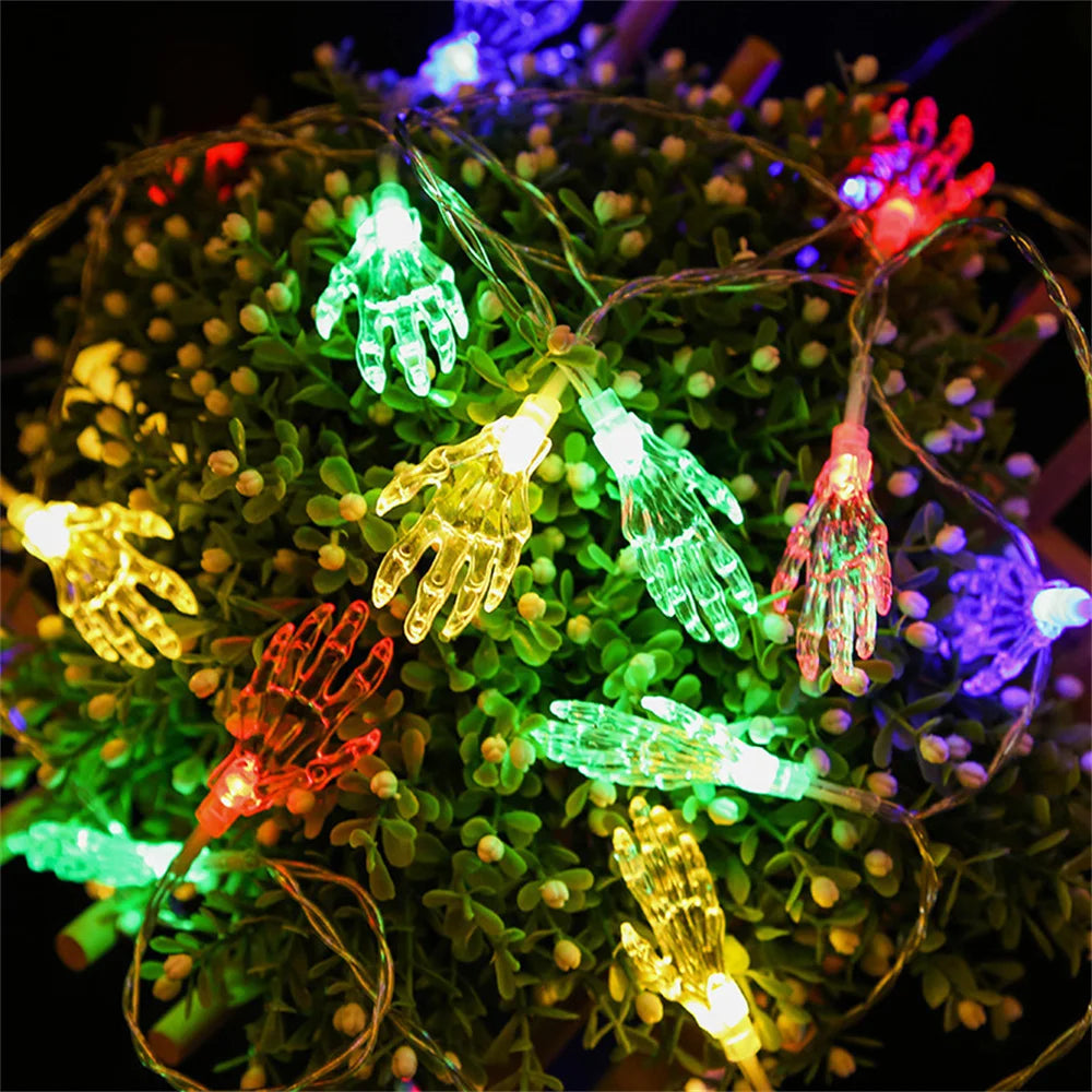 Scary LED Ghost Hand Skeleton String Lights - Halloween Scary Decoration Lights for Indoor & Outdoor Party Home Decor