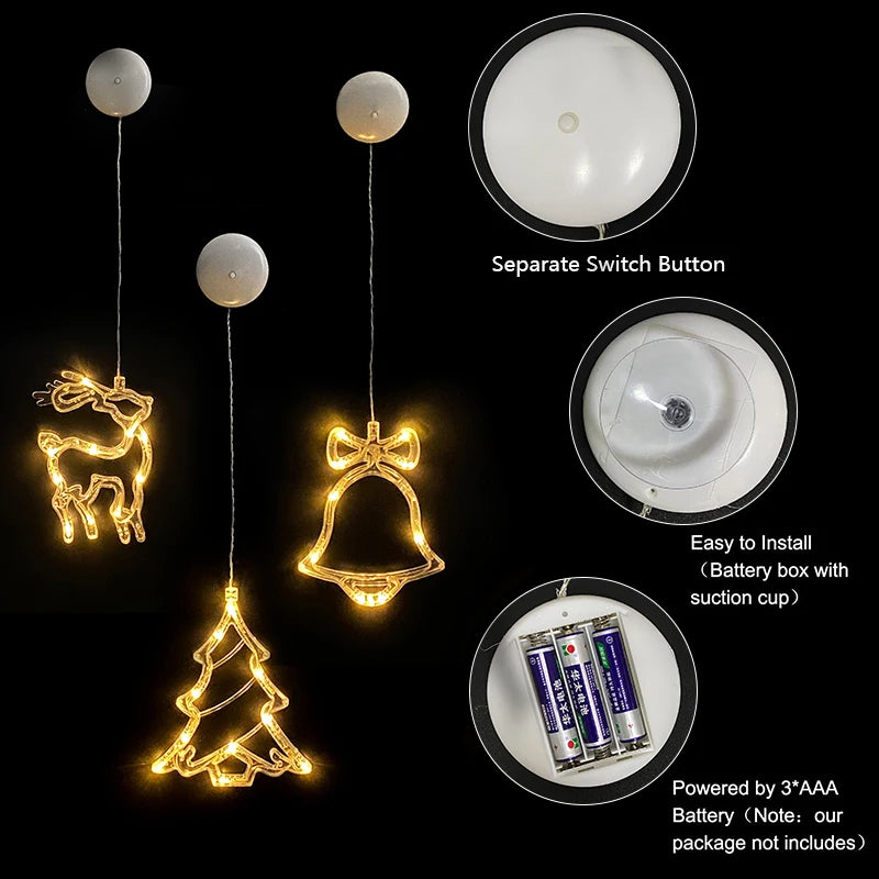 Festive LED Hanging Ornaments - Snowflake Santa Deer Lights