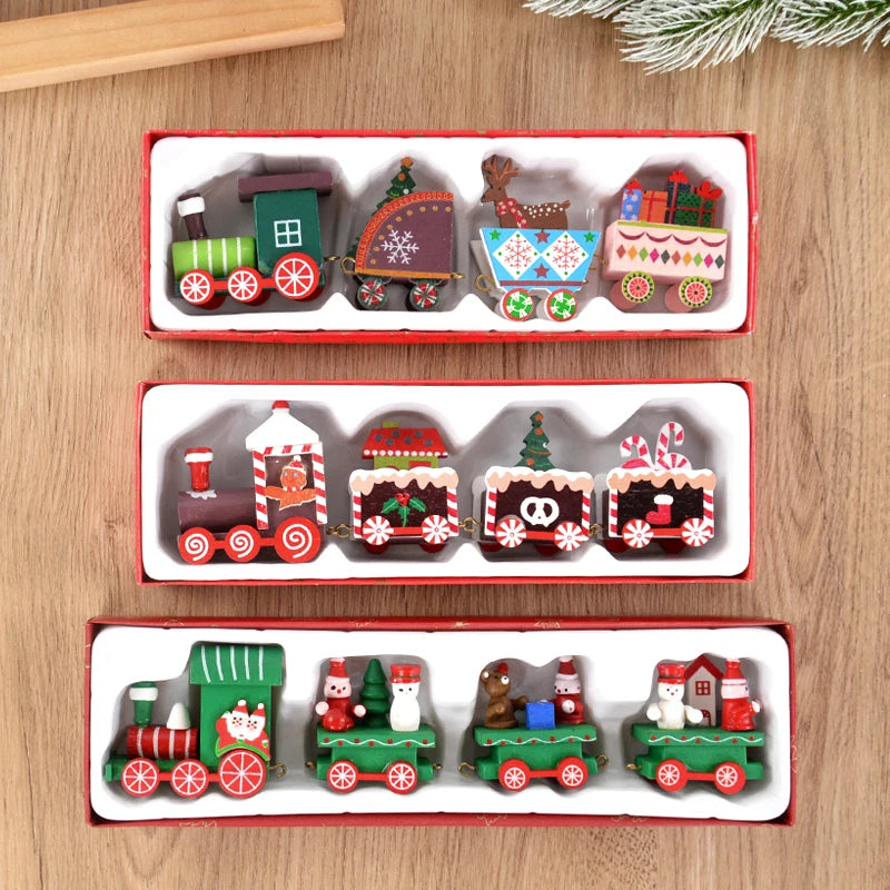 Merry Christmas Wooden Train Decoration - 2024 Holiday Decor