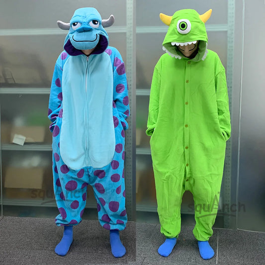 Sully and Mike Couple Halloween Costume - Anime Monster Kigurumis for Halloween and Winter Homewear