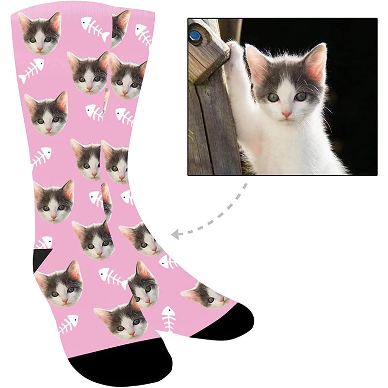 Personalized Pet Face Socks - Perfect Gift for Cat Lovers