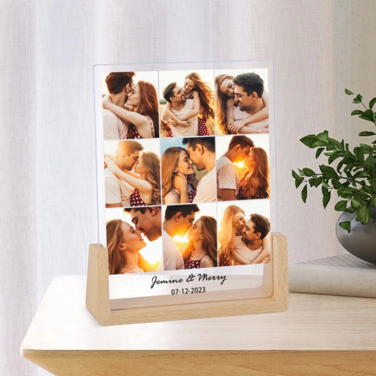 Custom Couple Photo Collage Frame - Personalized Valentine's Day Gift