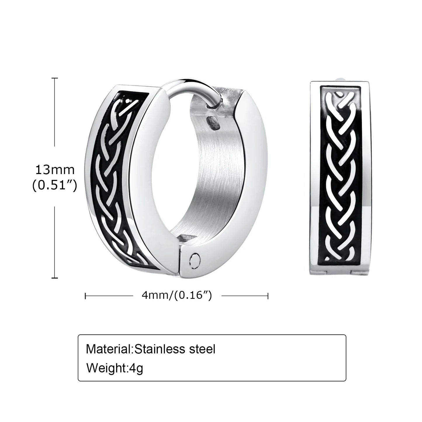 Celtic Knot Stainless Steel Huggie Earrings | Trendy Jewelry for Men