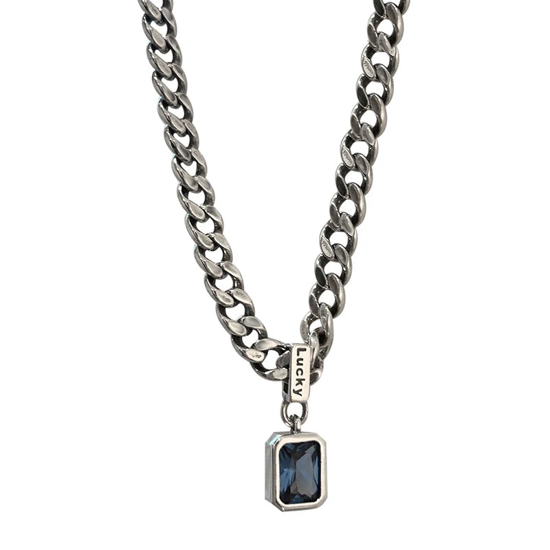 Customizable Square Blue Zirconia Necklace | Perfect for Any Occasion