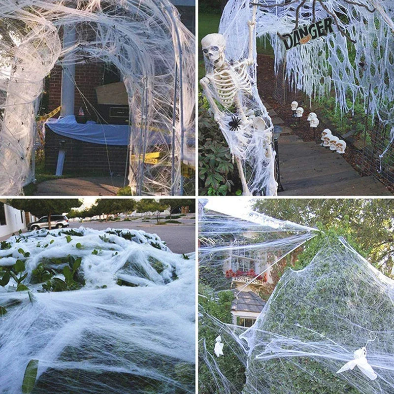 Stretchy Spider Web Halloween Decoration | Scary Party Props for Haunted Houses & Bars