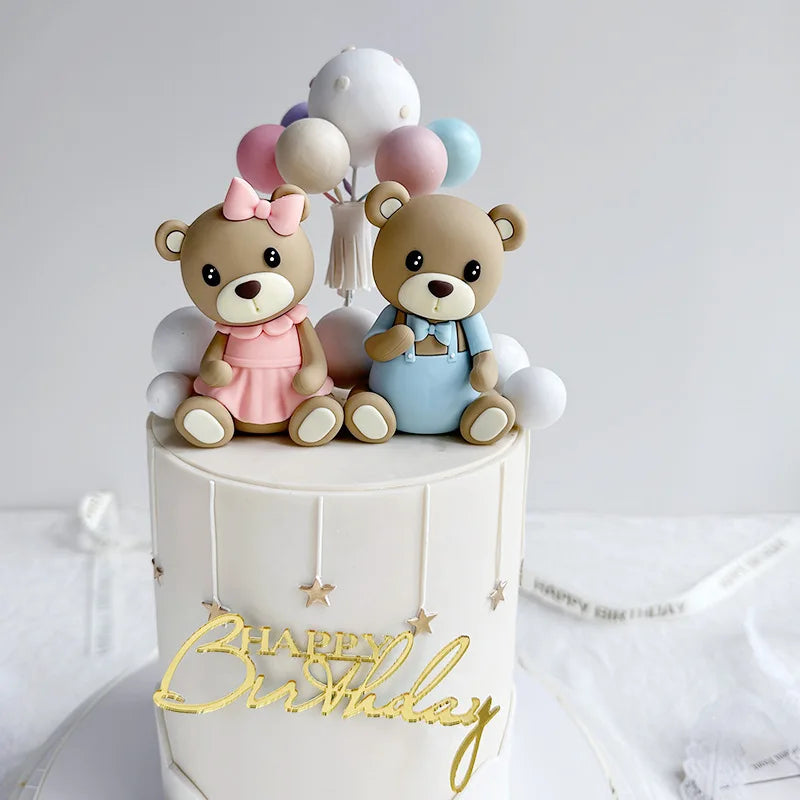 Cute 3D Bear Doll Cake Topper - Ideal for Boy or Girl Birthday Party