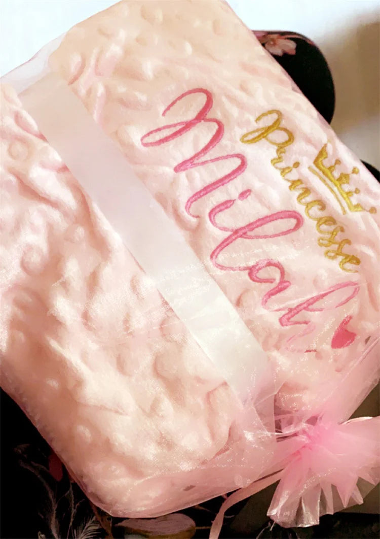 Personalized Name Baby Blanket - Soft Bubbled Fleece for Crib & Stroller