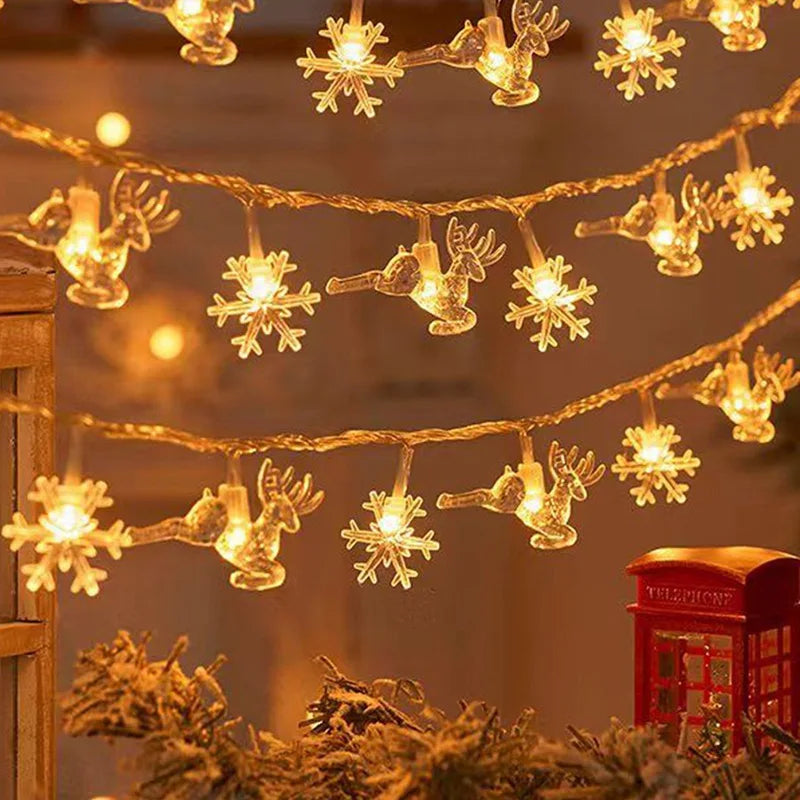 Merry Christmas Snowflake Light String - Holiday Home Decorations