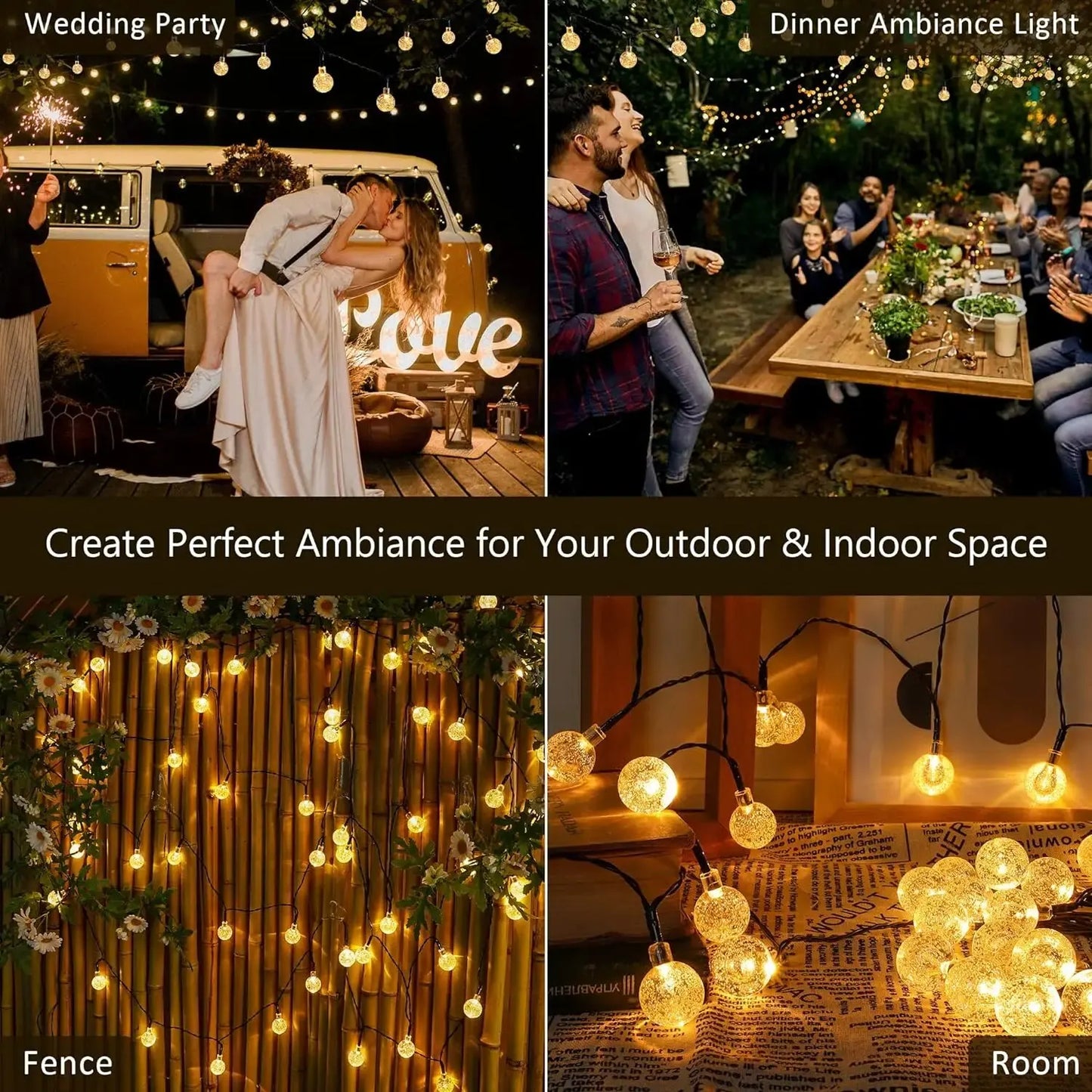 Fairy Garland Lights – Solar Crystal Ball Decor for Camping Adventures