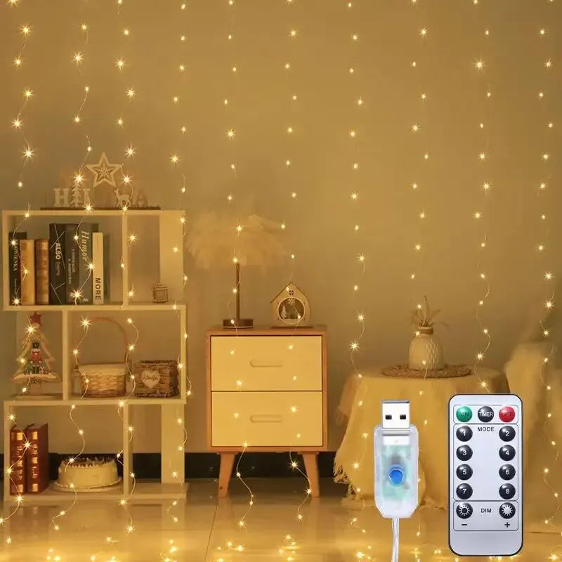 Decorative LED Garland Curtain Lights – Bedroom & Christmas Decoration