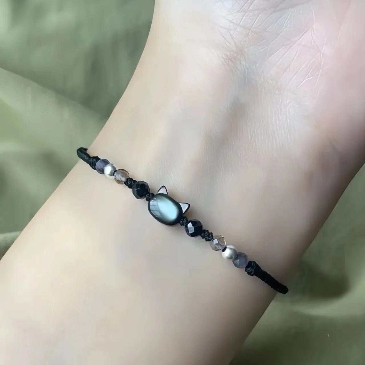 Handmade Moonstone Obsidian Bracelet - Gift for Couples