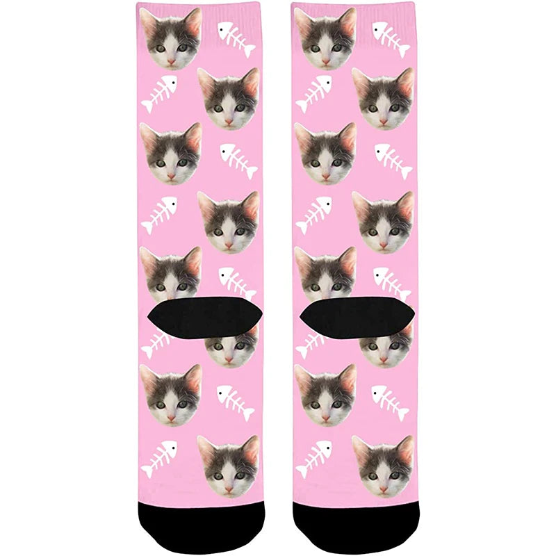 Personalized Pet Face Socks - Perfect Gift for Cat Lovers