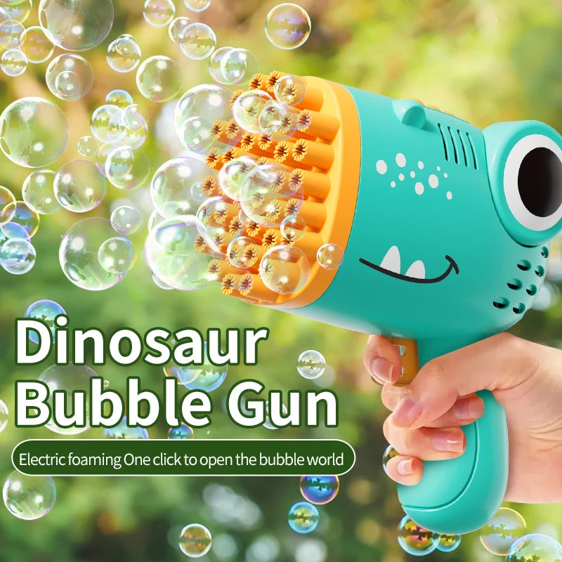 Bubble Gun with 40 Holes - Handheld Dinosaur Design for Kids' Outdoor Adventures