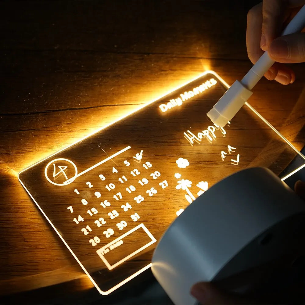 Creative LED Note Board Night Light | Rewritable Message Board