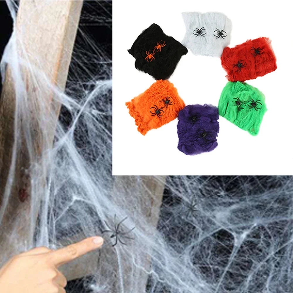 Stretchy Spider Web Halloween Decoration | Scary Party Props for Haunted Houses & Bars