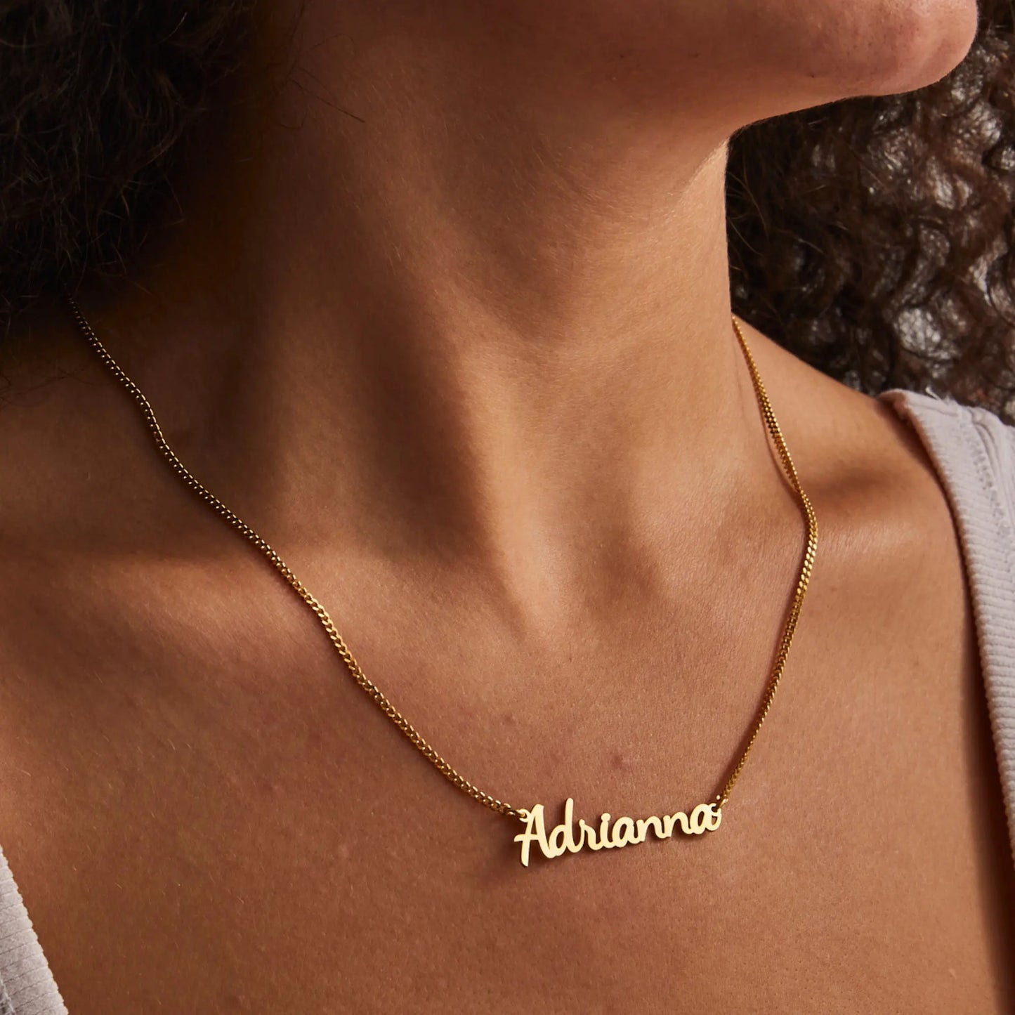 Personalized Jewelry Gift - Gold Name Necklace with Curb Chain