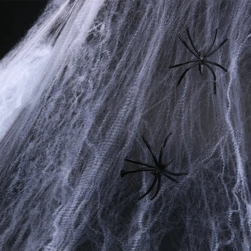 Stretchy Spider Web Halloween Decoration | Scary Party Props for Haunted Houses & Bars