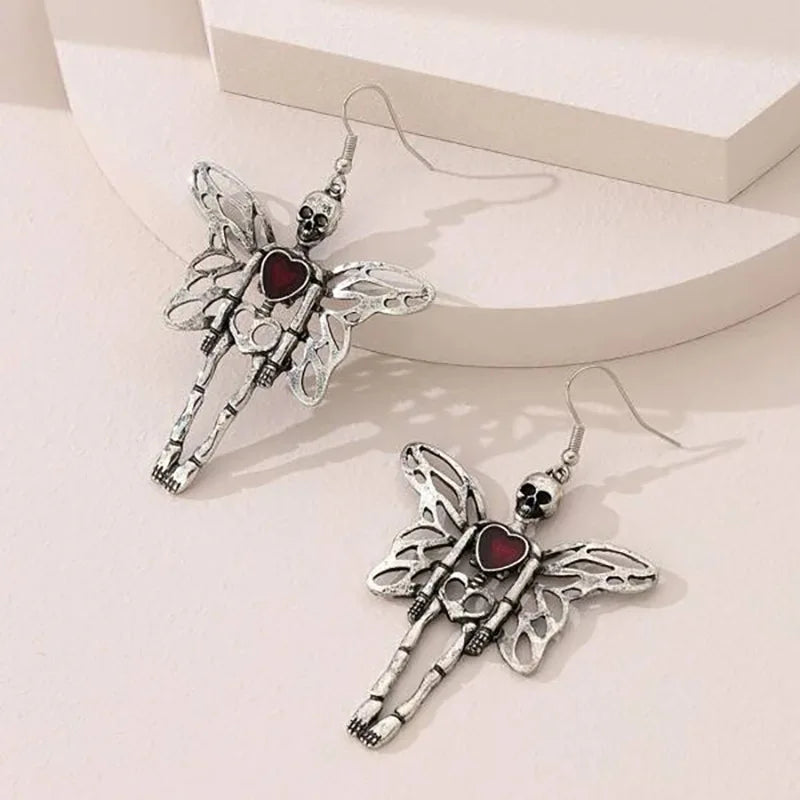 Trendy Halloween Skeleton Dangle Earrings - Chic Spider Web & Skull Designs