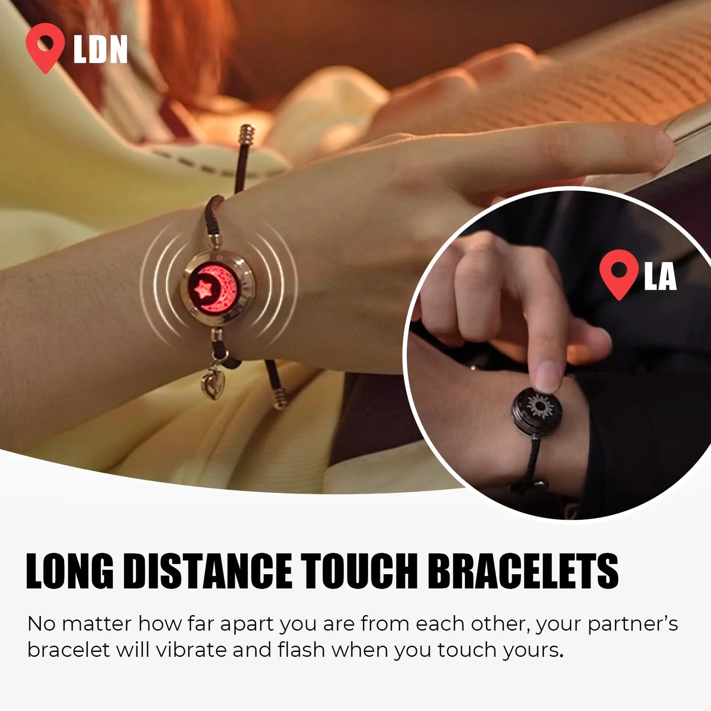 Long Distance Touch Bracelets | Light up & Vibration Smart Jewelry for Couples